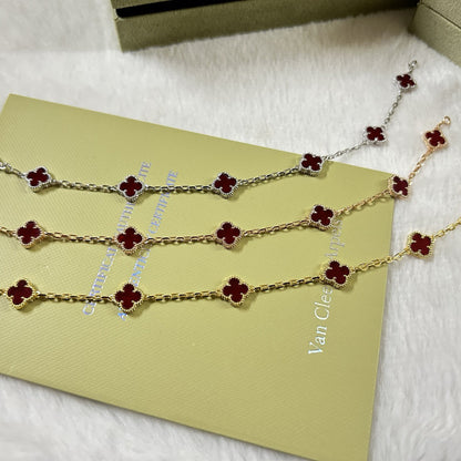 [Rosla]CLOVER 6 MOTIF RED AGATE BRACELET