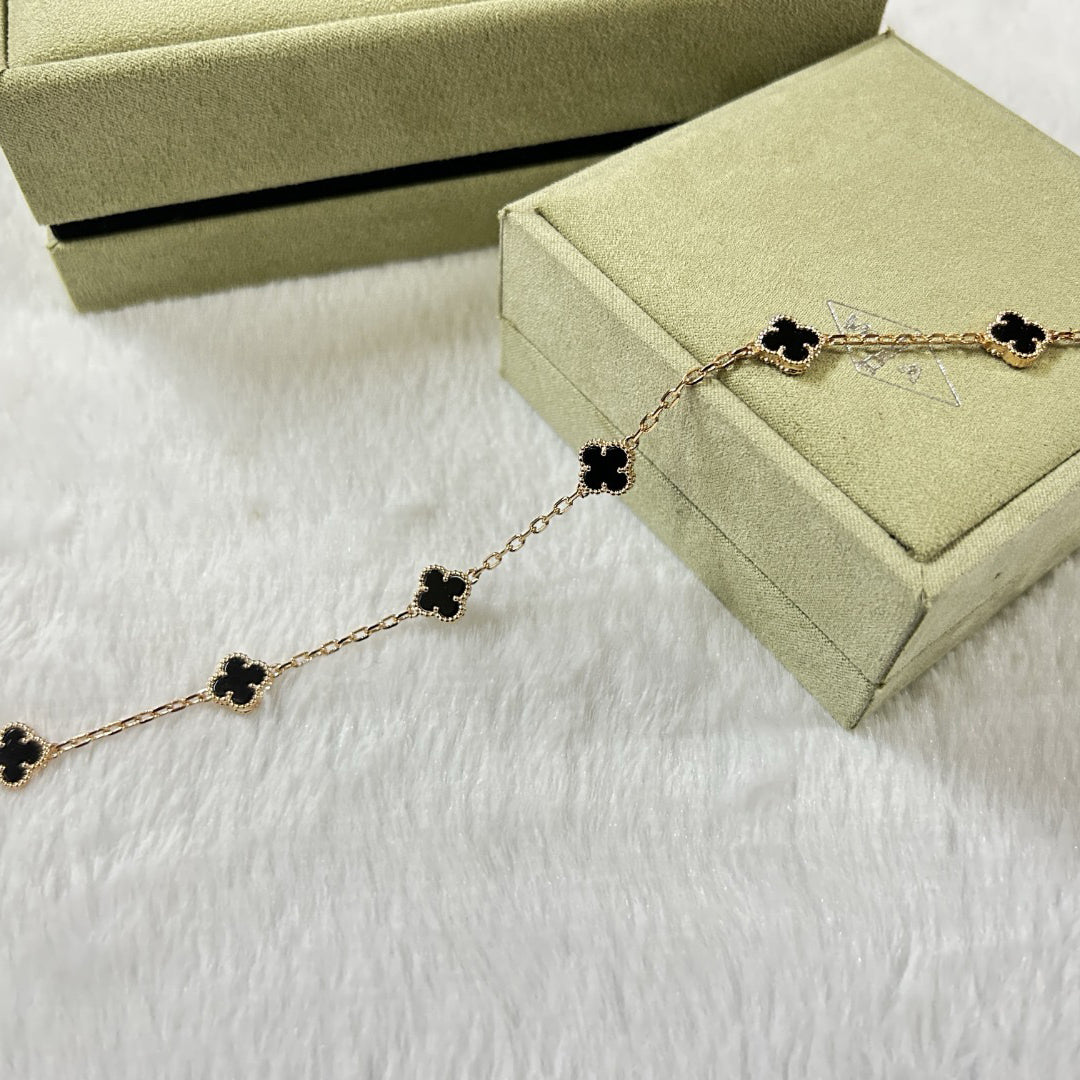 [Rosla]CLOVER 6 MOTIF  ONYXS BRACELET