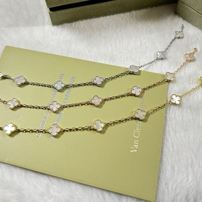 [Rosla]CLOVER 6 MOTIF WHITE MOP BRACELET