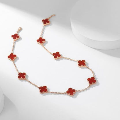 [Rosla]CLOVER 10 MOTIFS CARNELIAN NECKLACE