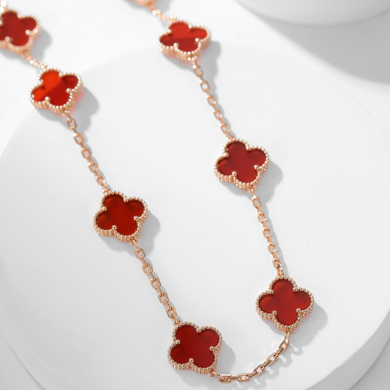 [Rosla]CLOVER 10 MOTIFS CARNELIAN NECKLACE