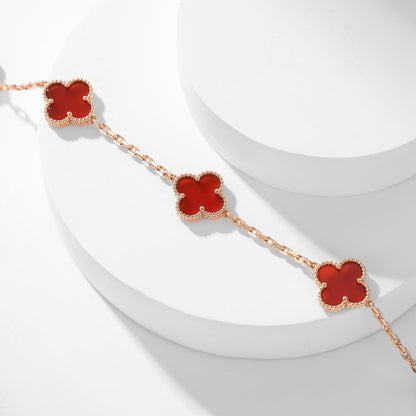 [Rosla]CLOVER 10 MOTIFS CARNELIAN NECKLACE