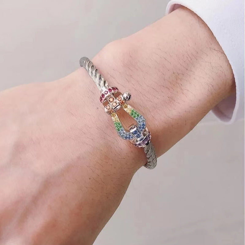 [Rosla]FORCE LARGE HORSESHOE  COLORED DIAMOND BRACELET ROSE GOLD