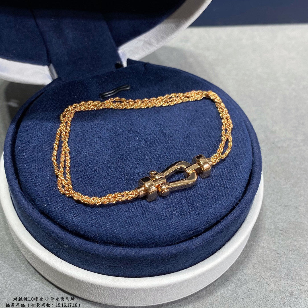 [Rosla]FORCE SMALL HORSESHOE  DIAMOND CHAIN ROPE BRACELET