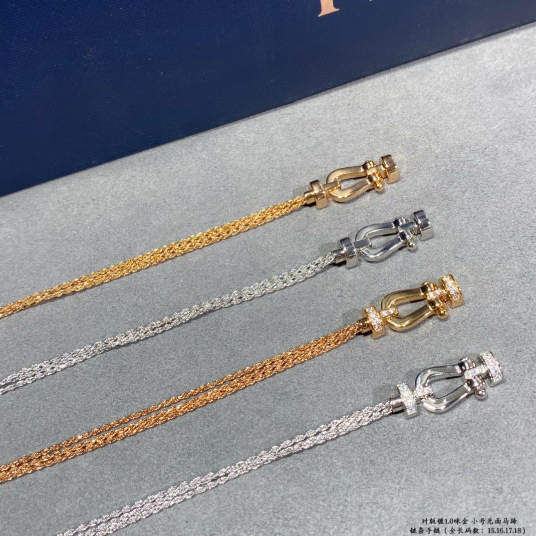 [Rosla]FORCE SMALL HORSESHOE  DIAMOND CHAIN ROPE BRACELET
