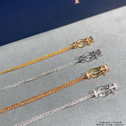 [Rosla]FORCE SMALL HORSESHOE  DIAMOND CHAIN ROPE BRACELET
