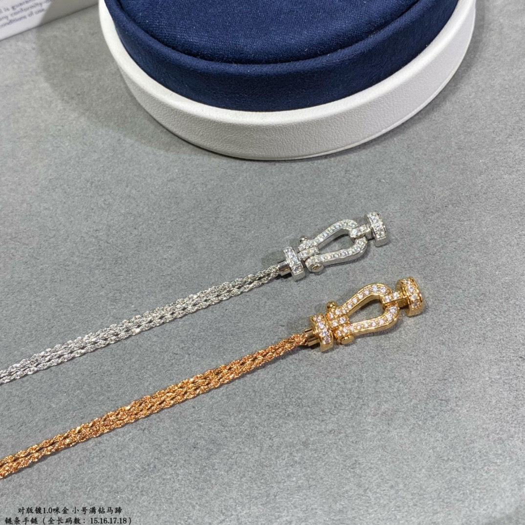 [Rosla]FORCE SMALL HORSESHOE  DIAMOND CHAIN ROPE BRACELET