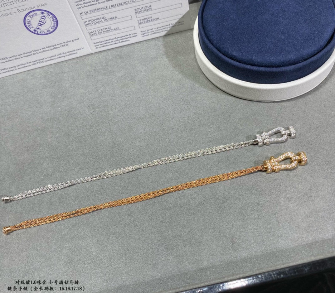 [Rosla]FORCE SMALL HORSESHOE  DIAMOND CHAIN ROPE BRACELET