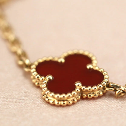 [Rosla] CLOVER 5 MOTIF RED CORNELIAN BRACELET COLLECTION