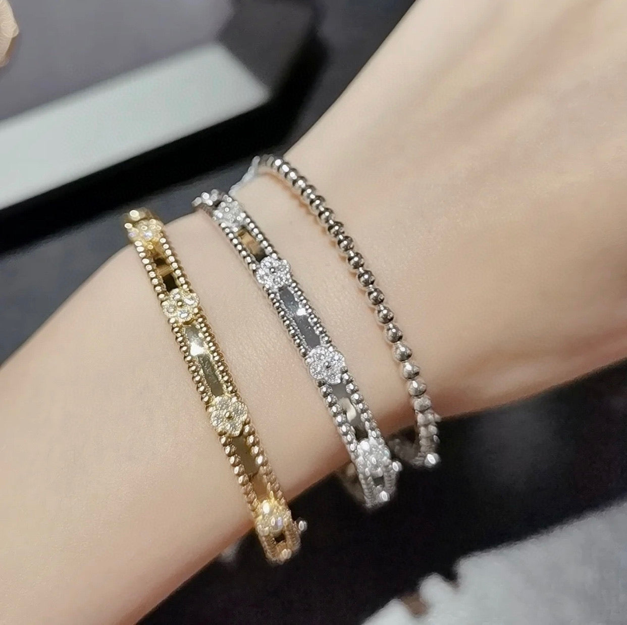 [Rosla]CLOVER BRACELET 4MM DIAMONDS