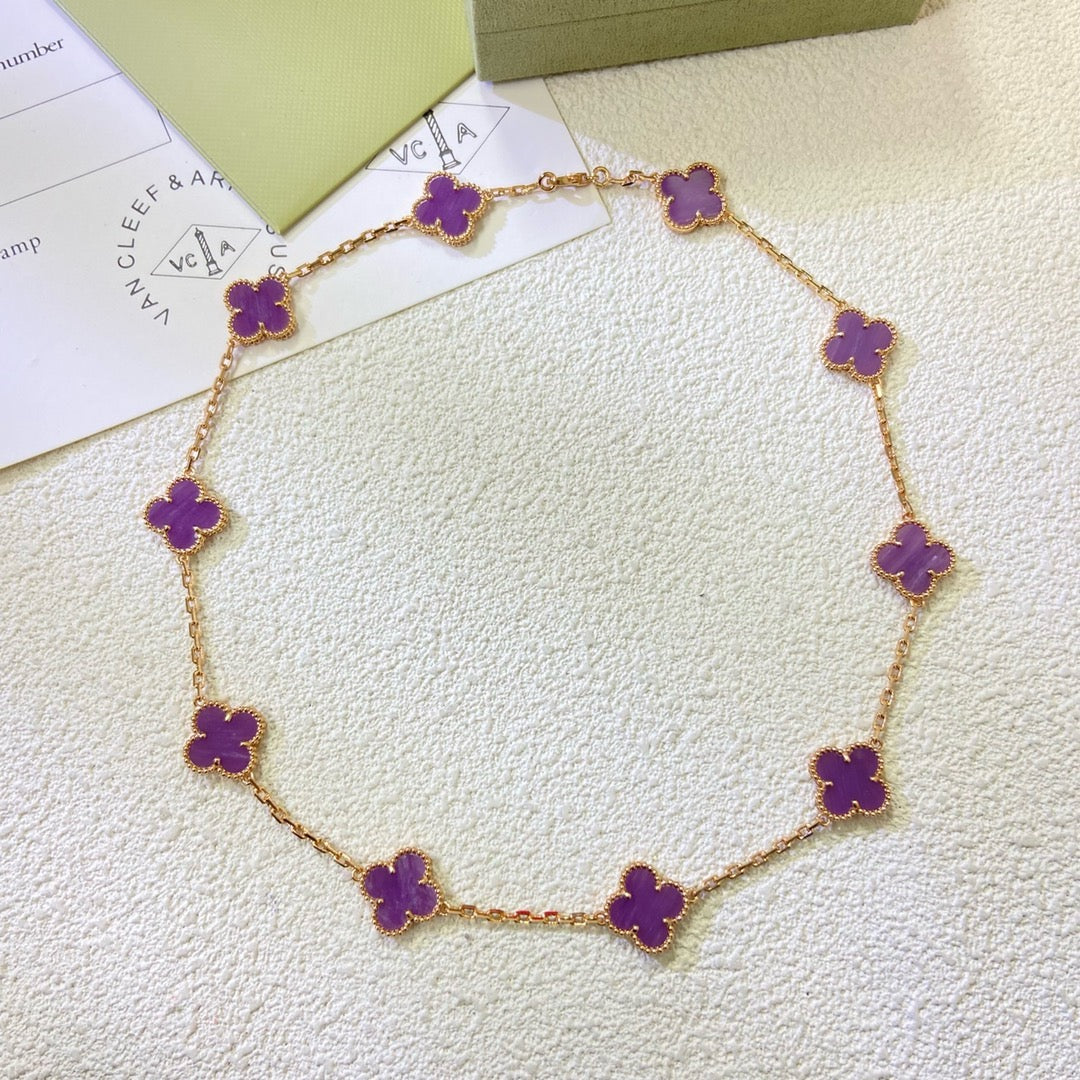 [Rosla]CLOVER 10 MOTIFS  PURPLE VIOLET  NECKLACE