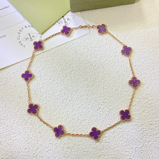 [Rosla]CLOVER 10 MOTIFS  PURPLE VIOLET  NECKLACE