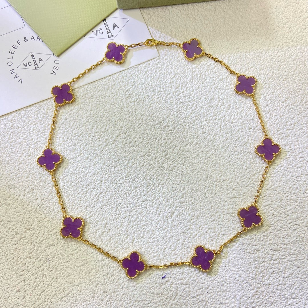 [Rosla]CLOVER 10 MOTIFS  PURPLE VIOLET  NECKLACE
