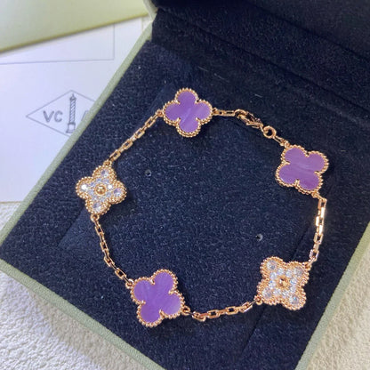 [Rosla] CLOVER 5 MOTIF VIOLET BRACELET COLLECTION