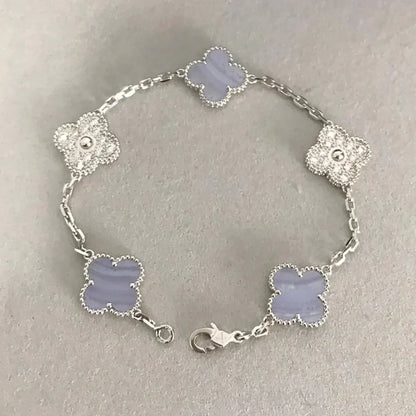 [Rosla] CLOVER 5 MOTIF PURPLE CHALCEDONY BRACELET COLLECTION