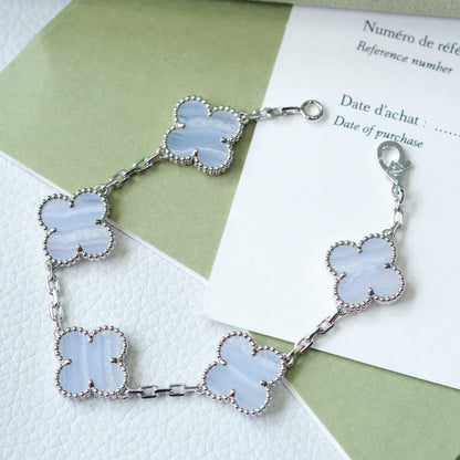 [Rosla] CLOVER 5 MOTIF PURPLE CHALCEDONY BRACELET COLLECTION