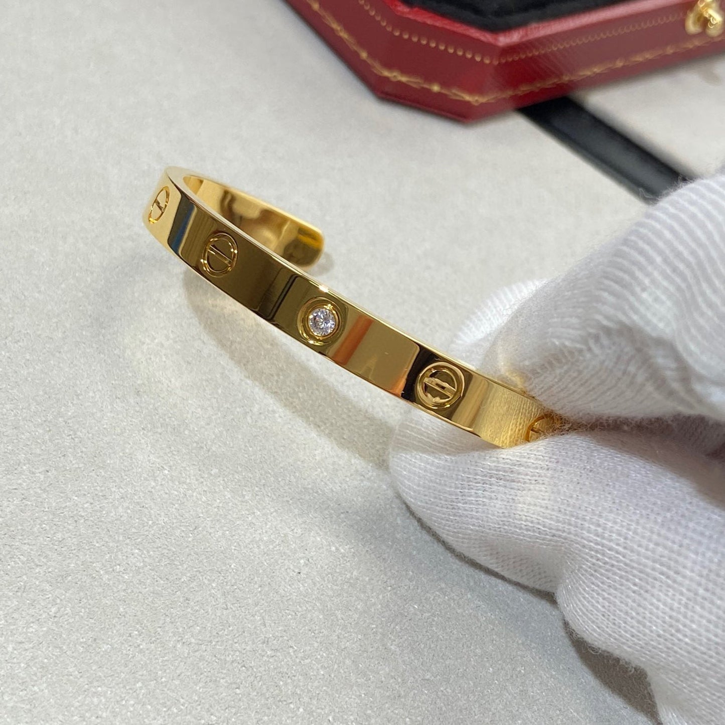 [Rosla]LOVE BRACELET 6.1MM 1 DIAMOND OPEN CUFF