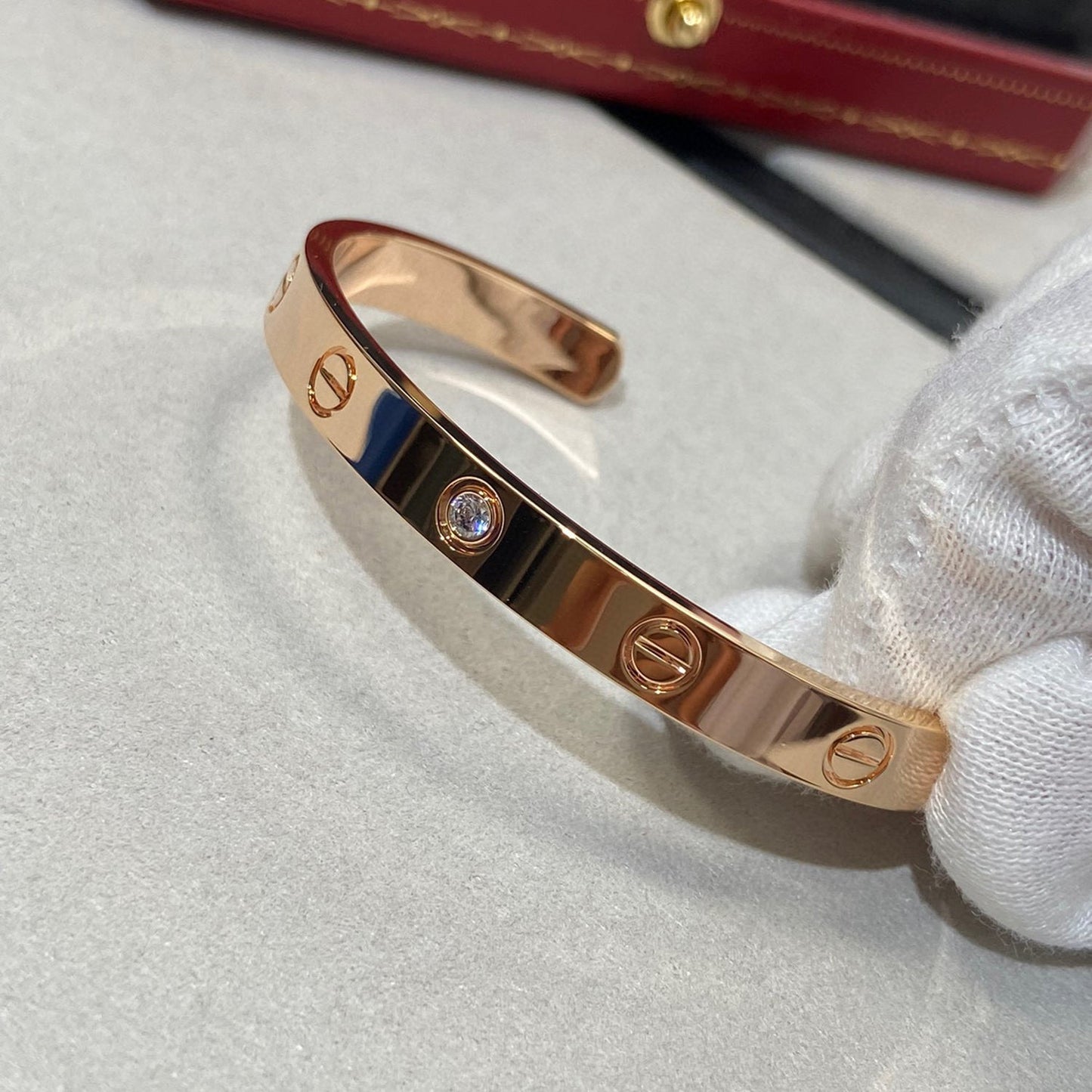 [Rosla]LOVE BRACELET 6.1MM 1 DIAMOND OPEN CUFF
