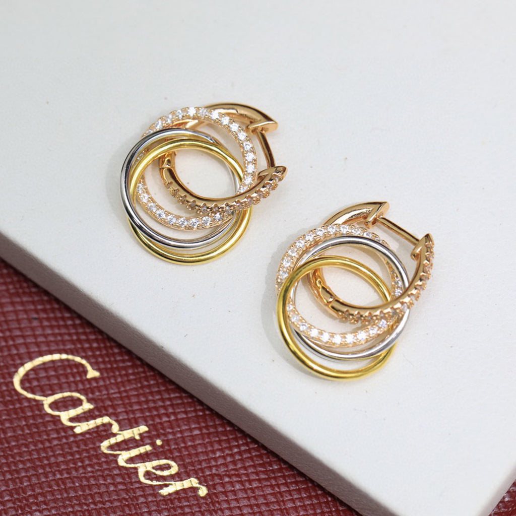 [Rosla]TRINITY HALF DIAMOND  EARRINGS