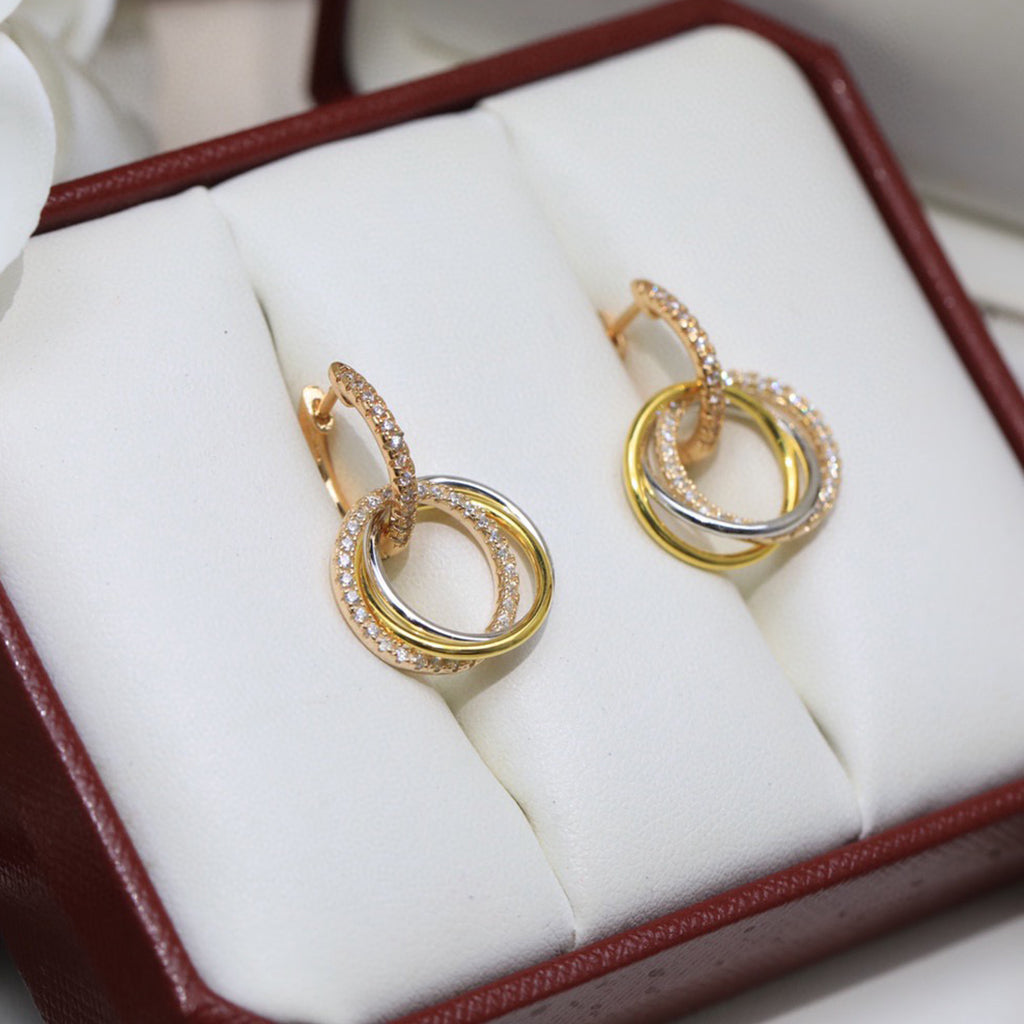 [Rosla]TRINITY HALF DIAMOND  EARRINGS