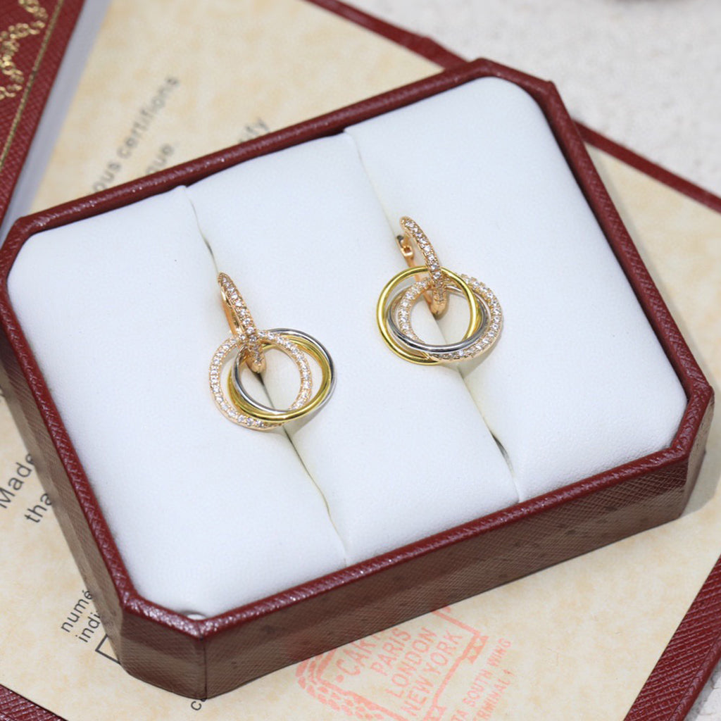 [Rosla]TRINITY HALF DIAMOND  EARRINGS