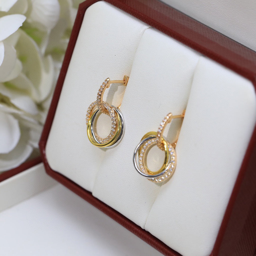 [Rosla]TRINITY HALF DIAMOND  EARRINGS