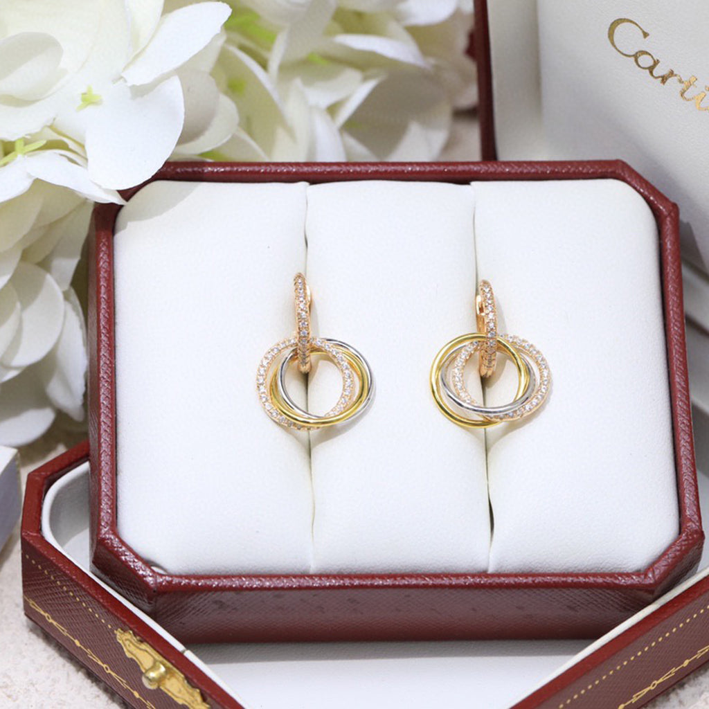 [Rosla]TRINITY HALF DIAMOND  EARRINGS