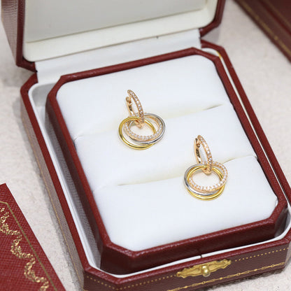 [Rosla]TRINITY HALF DIAMOND  EARRINGS