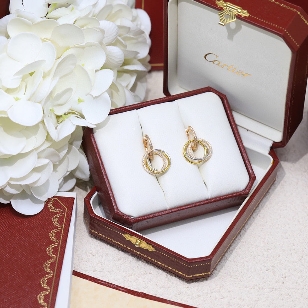 [Rosla]TRINITY HALF DIAMOND  EARRINGS
