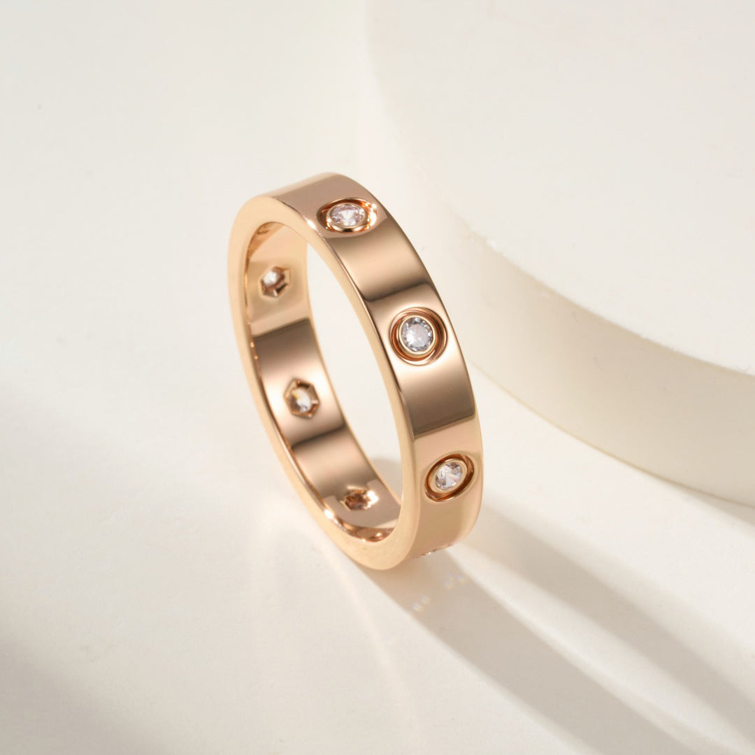 [Rosla]LOVE 4MM 8 DIAMOND RING