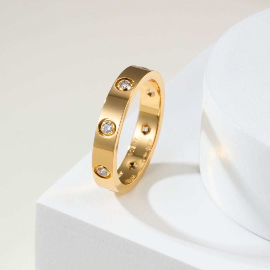 [Rosla]LOVE 4MM 8 DIAMOND RING