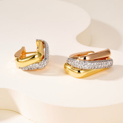 [Rosla]TRINITY HALF DIAMOND  CUSHION EARRINGS