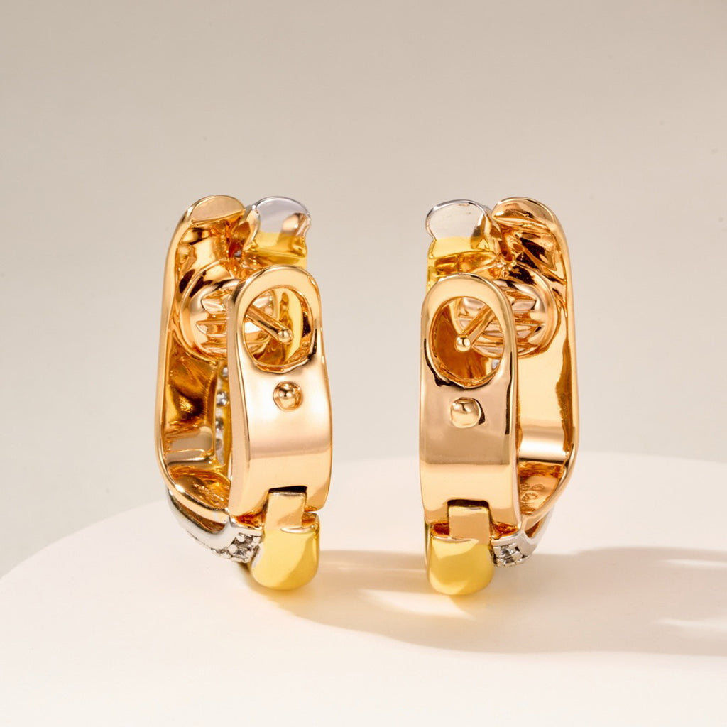 [Rosla]TRINITY HALF DIAMOND  CUSHION EARRINGS
