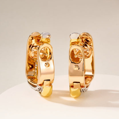[Rosla]TRINITY HALF DIAMOND  CUSHION EARRINGS