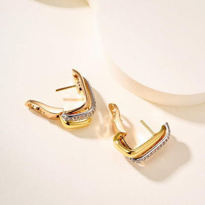 [Rosla]TRINITY HALF DIAMOND  CUSHION EARRINGS