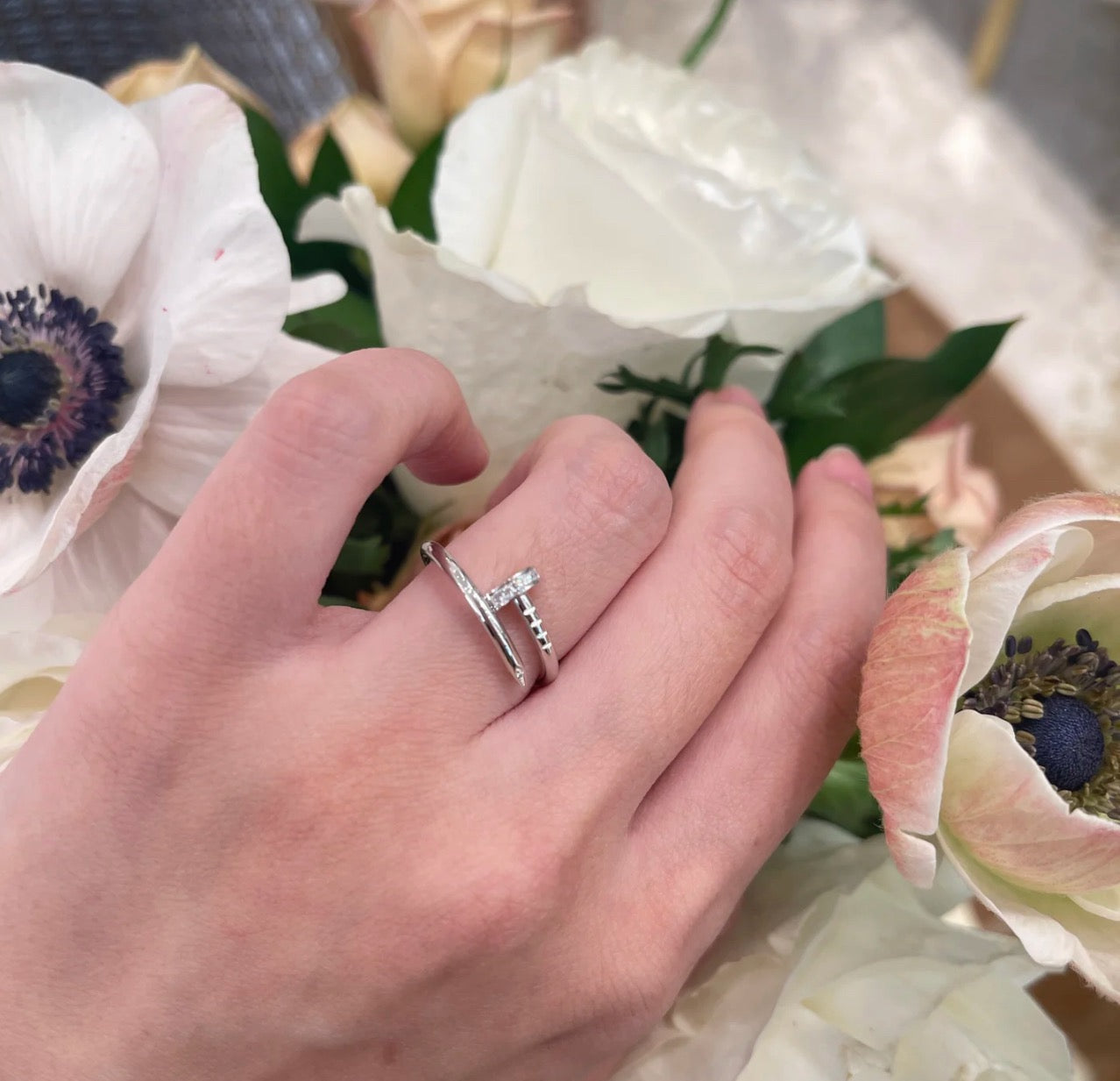 [Rosla]JUSTE 1.8MM HALF DIAMOND RING
