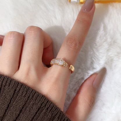 [Rosla]PANTHERE HALF DIAMOND SMALL RING