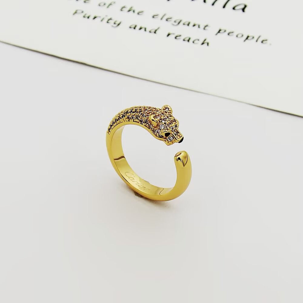 [Rosla]PANTHERE HALF DIAMOND SMALL RING