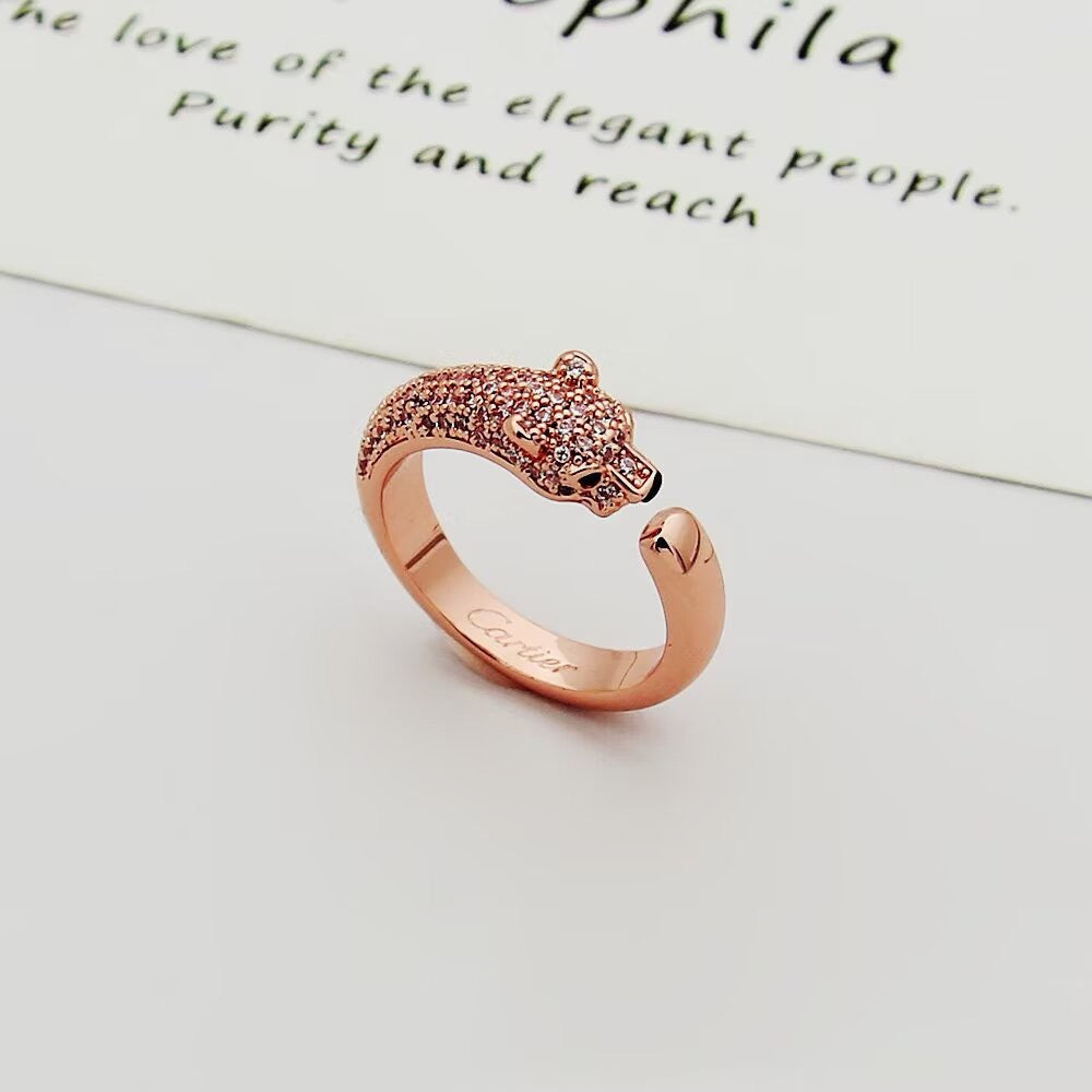 [Rosla]PANTHERE HALF DIAMOND SMALL RING