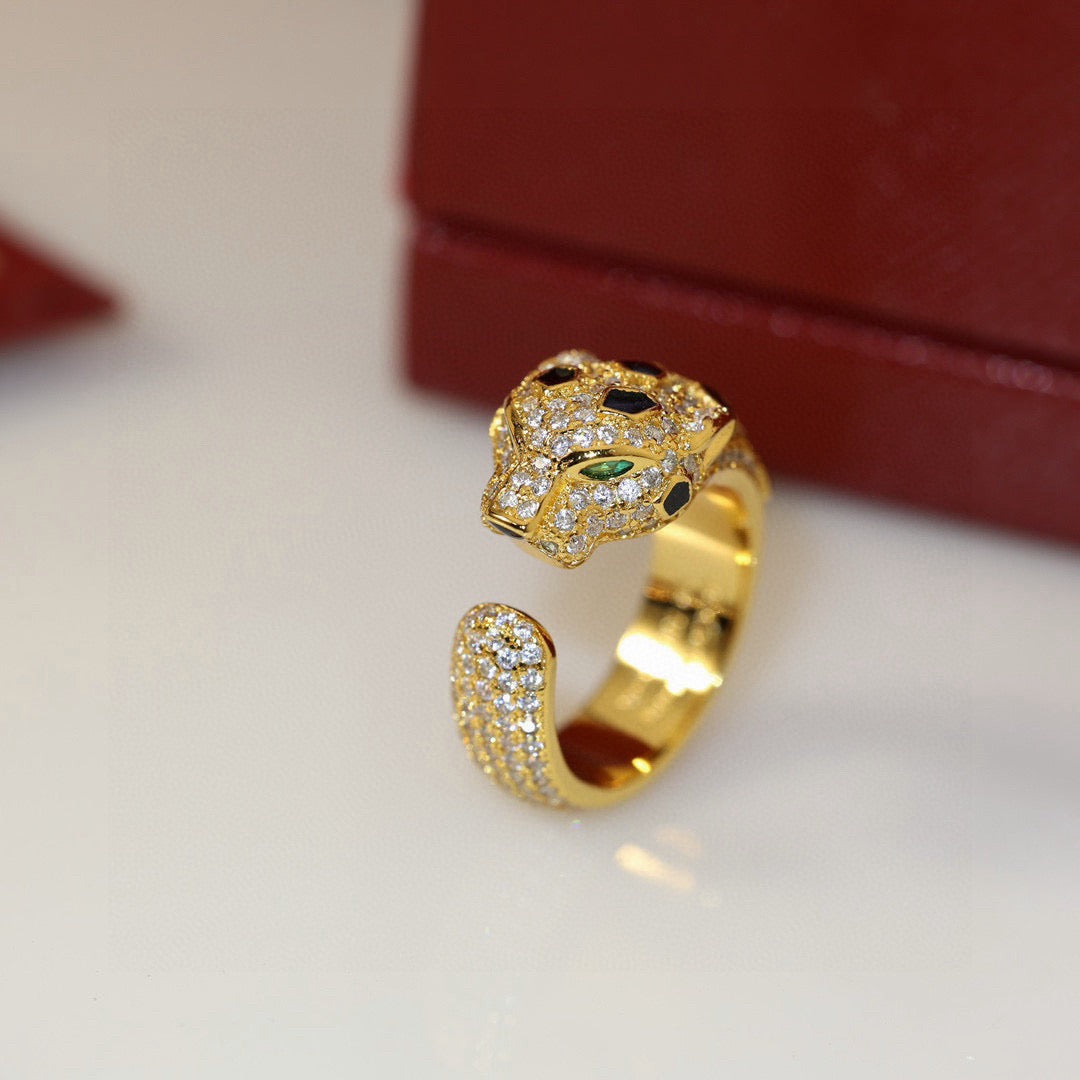 [Rosla]PANTHERE SPOTTED FULL DIAMOND MEDIUM RING