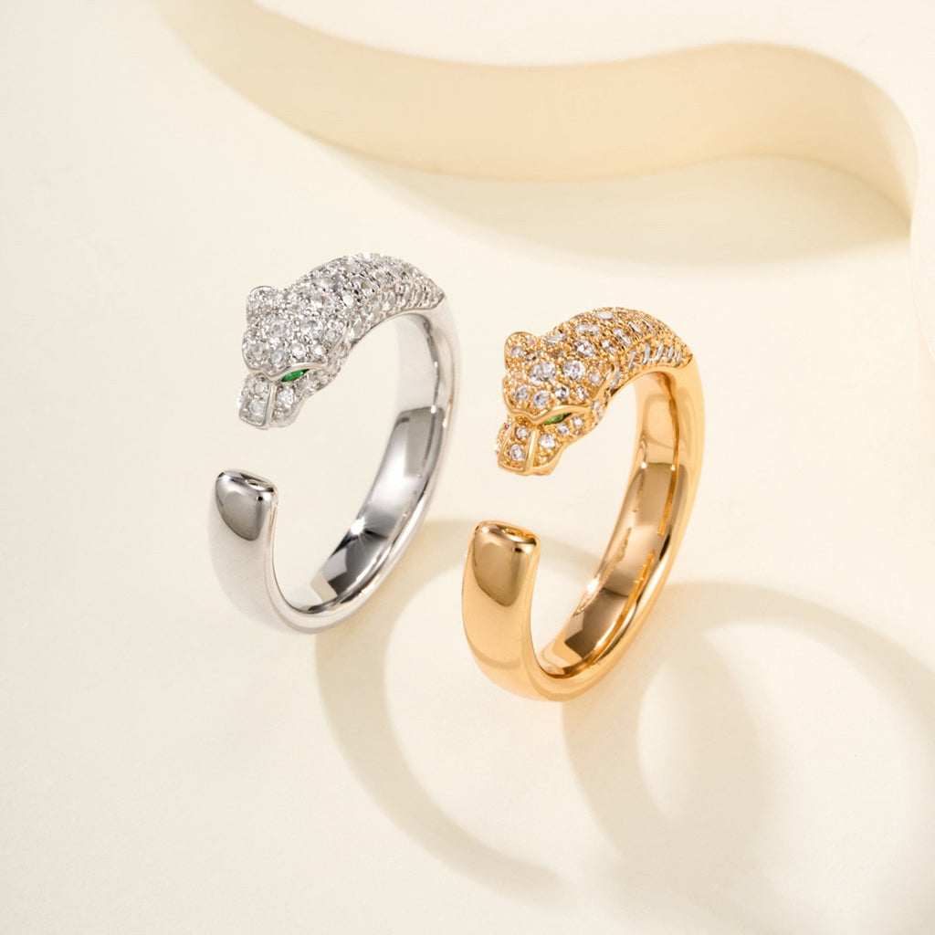 [Rosla]PANTHERE HALF DIAMOND SMALL RING