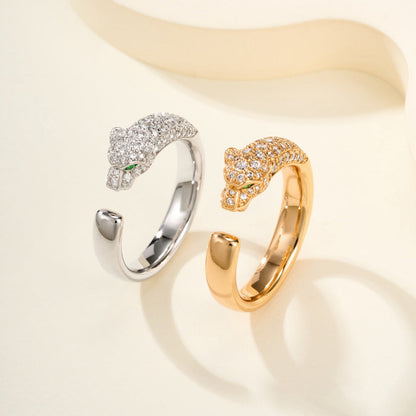 [Rosla]PANTHERE HALF DIAMOND SMALL RING