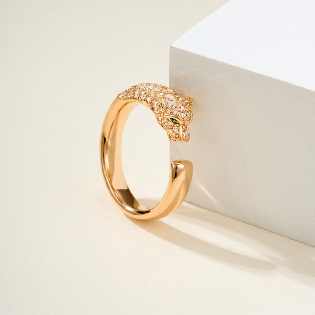 [Rosla]PANTHERE HALF DIAMOND SMALL RING