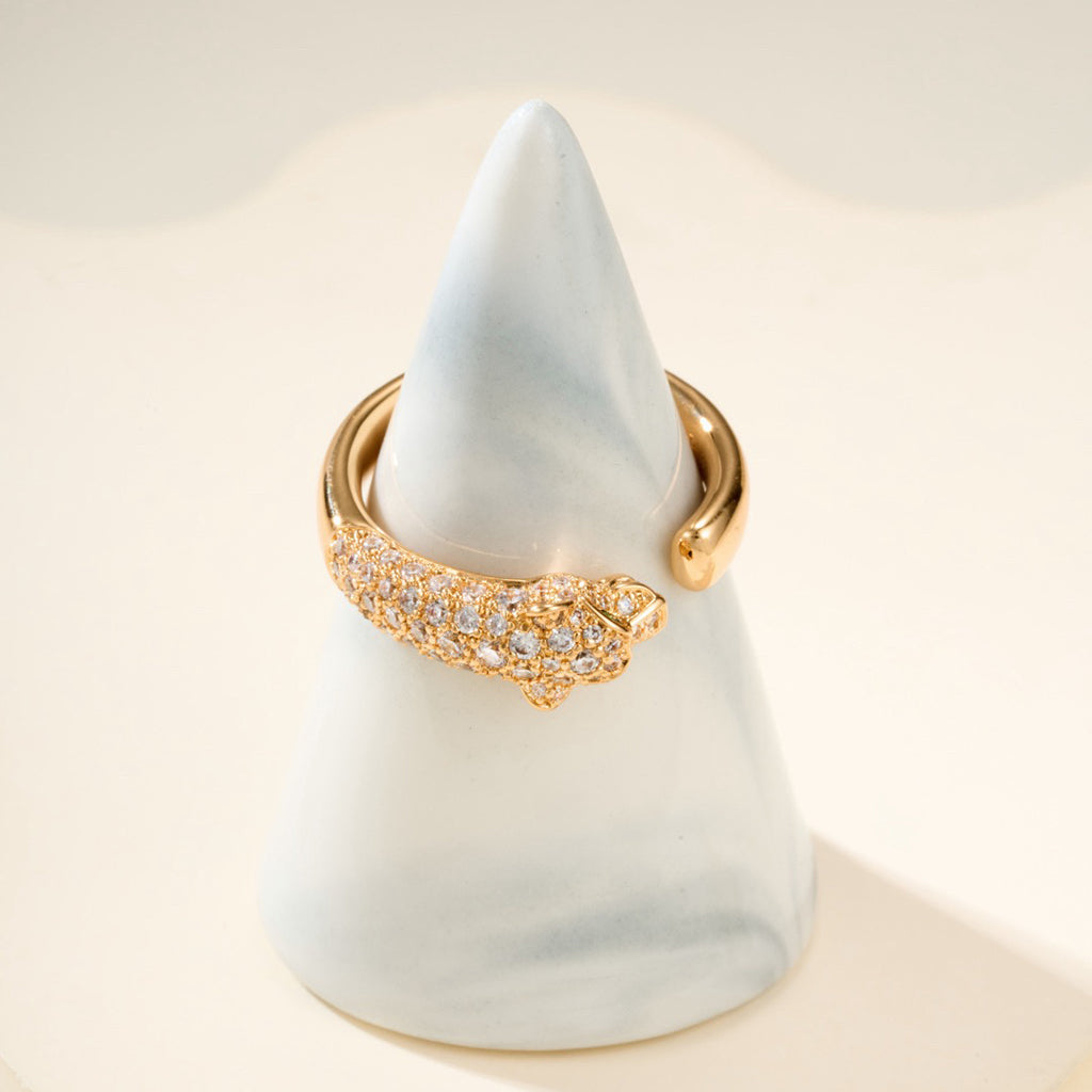 [Rosla]PANTHERE HALF DIAMOND SMALL RING