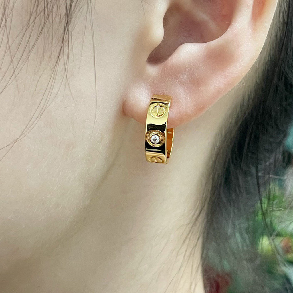 [Rosla]LOVE EARRINGS 5.7MM 2 DIAMONDS