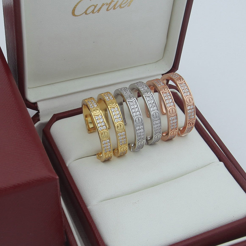 [Rosla]LOVE EARRINGS 3.6MM DIAMOND PAVED