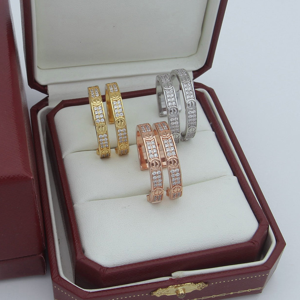 [Rosla]LOVE EARRINGS 3.6MM DIAMOND PAVED