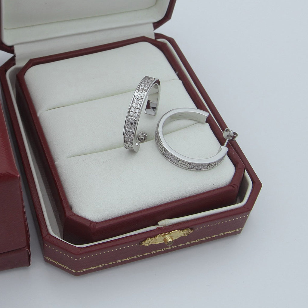 [Rosla]LOVE EARRINGS 3.6MM DIAMOND PAVED