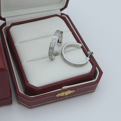 [Rosla]LOVE EARRINGS 3.6MM DIAMOND PAVED