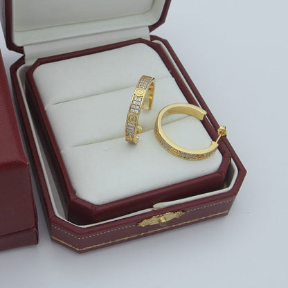 [Rosla]LOVE EARRINGS 3.6MM DIAMOND PAVED